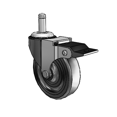 Regent Grip Ring Black Oxide Swivel Caster with 3 x .8125 Hard Rubber Wheel and Top Lock Brake