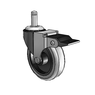 Regent Grip Ring Black Oxide Swivel Caster with 3 x .8125 Grey Thermoplastic Rubber Wheel and Top Lock Brake