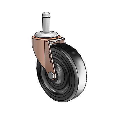 Regent Grip Ring Copper Oxide Swivel Caster with 3 x .8125 Black Hard Rubber Wheel