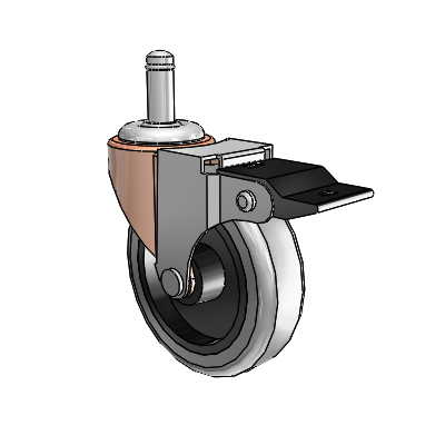 Regent Grip Ring Copper Oxide Swivel Caster with 3 x .8125 Grey Thermoplastic Rubber Wheel and Top Lock Brake