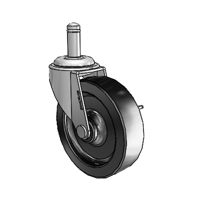 Regent Grip Ring Polished Nickel Swivel Caster with 3 x .8125 Black Polyolefin Wheel and Side Brake
