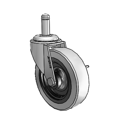 Regent Grip Ring Polished Nickel Swivel Caster with 3 x .8125 Grey Thermoplastic Urethane Wheel and Side Brake