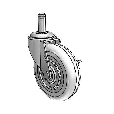 Regent Grip Ring Polished Nickel Swivel Caster with 3 x .8125 Clear Vipor Wheel and Side Brake