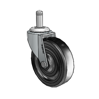 Regent Grip Ring Zinc Swivel Caster with 3 x .8125 Black Soft Rubber Wheel