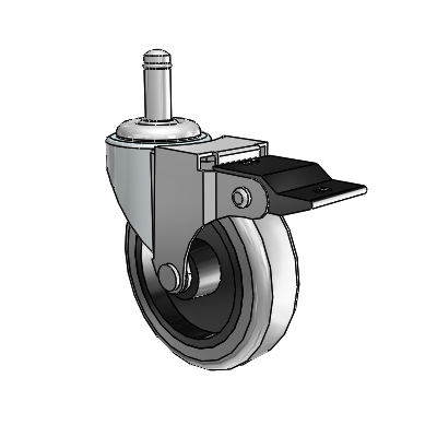 Regent Grip Ring Zinc Swivel Caster with 3 x .8125 Grey Thermoplastic Rubber Wheel and Top Lock Brake