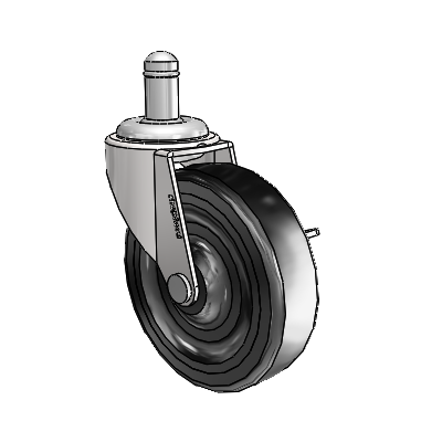 Regent Grip Ring Bright Chrome Swivel Caster with 3 x .8125 Black Hard Rubber Wheel and Side Brake