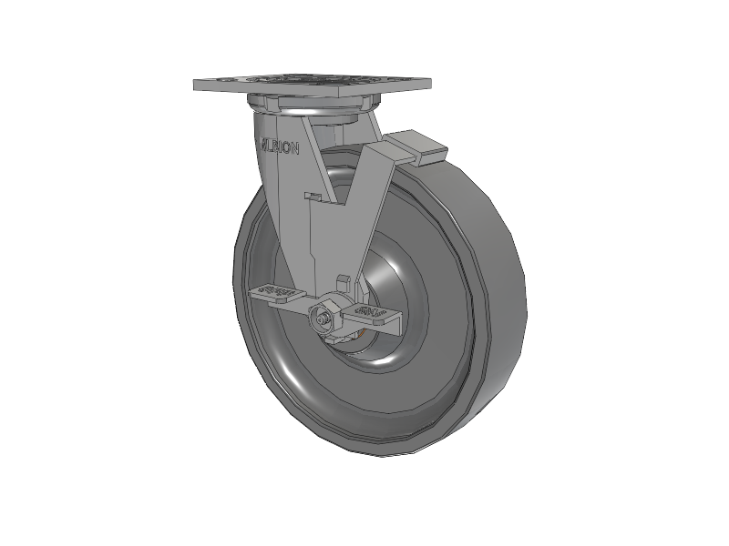 16 Series Top Plate Swivel Caster with 8 x 2 Grey Polyurethane XP - X-treme Plus Solid Polyurethane Wheel and Face Brake