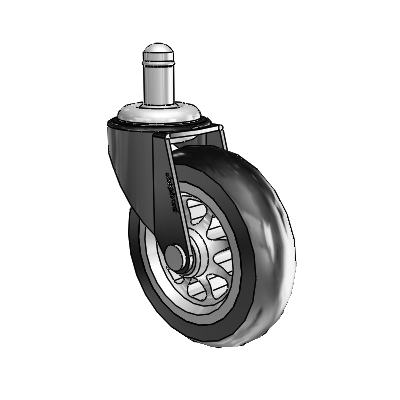 Regent Grip Ring Black Oxide Swivel Caster with 3 x .8125 No-Matic Rubber Wheel