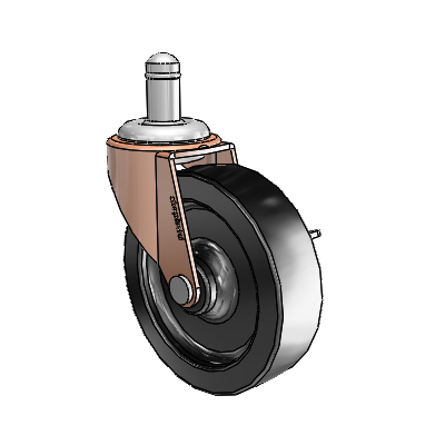 Regent Grip Ring Copper Oxide Swivel Caster with 3 x .8125 Black Polyolefin Wheel and Side Brake