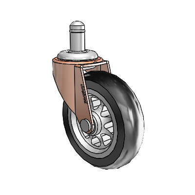 Regent Grip Ring Copper Oxide Swivel Caster with 3 x .8125 Black No-Matic Rubber Wheel