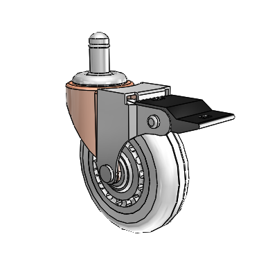 Regent Grip Ring Copper Oxide Swivel Caster with 3 x .8125 Clear Vipor Wheel and Top Lock Brake