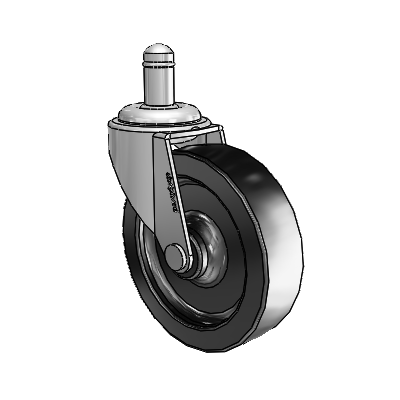 Roulette pivotante Regent Grip Ring en nickel poli, équipée de 3 roues en polyoléfine noire de 0,8125
