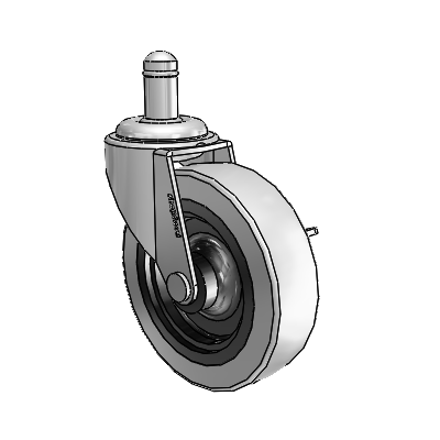Regent Grip Ring Polished Nickel Swivel Caster with 3 x .8125 Grey Thermoplastic Urethane Wheel and Side Brake