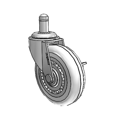 Regent Grip Ring Polished Nickel Swivel Caster with 3 x .8125 Clear Vipor Wheel and Side Brake