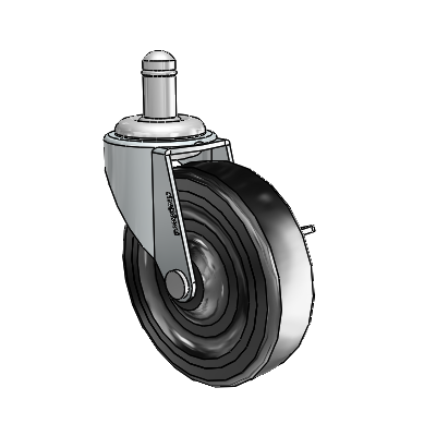 Regent Grip Ring Zinc Swivel Caster with 3 x .8125 Black Hard Rubber Wheel and Side Brake