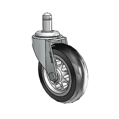 Regent Grip Ring Zinc Swivel Caster with 3 x .8125 Black No-Matic Rubber Wheel