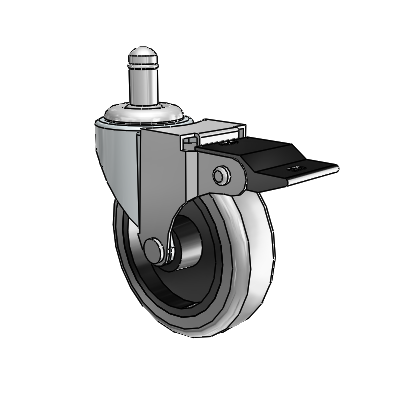 Regent Grip Ring Zinc Swivel Caster with 3 x .8125 Grey Thermoplastic Rubber Wheel and Top Lock Brake