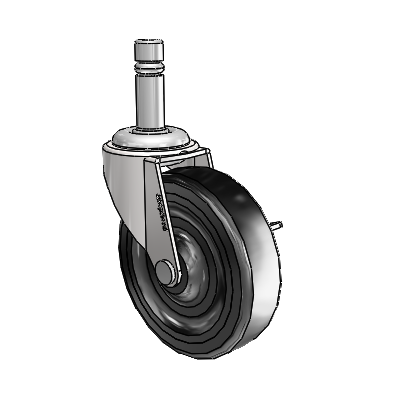 Regent Grip Ring Bright Chrome Swivel Caster with 3 x .8125 Black Soft Rubber Wheel and Side Brake