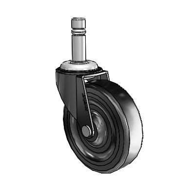 Regent Grip Ring Black Oxide Swivel Caster with 3 x .8125 Soft Rubber Wheel