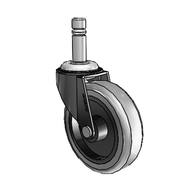Regent Grip Ring Black Oxide Swivel Caster with 3 x .8125 Grey Thermoplastic Rubber Wheel