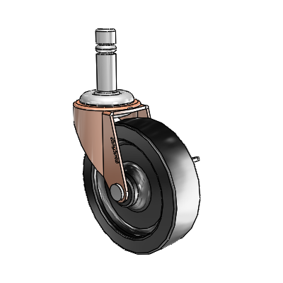 Regent Grip Ring Copper Oxide Swivel Caster with 3 x .8125 Black Polyolefin Wheel and Side Brake