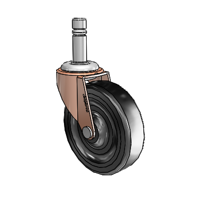 Regent Grip Ring Copper Oxide Swivel Caster with 3 x .8125 Black Soft Rubber Wheel