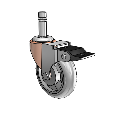 Regent Grip Ring Copper Oxide Swivel Caster with 3 x .8125 Grey MonoTech Wheel and Top Lock Brake