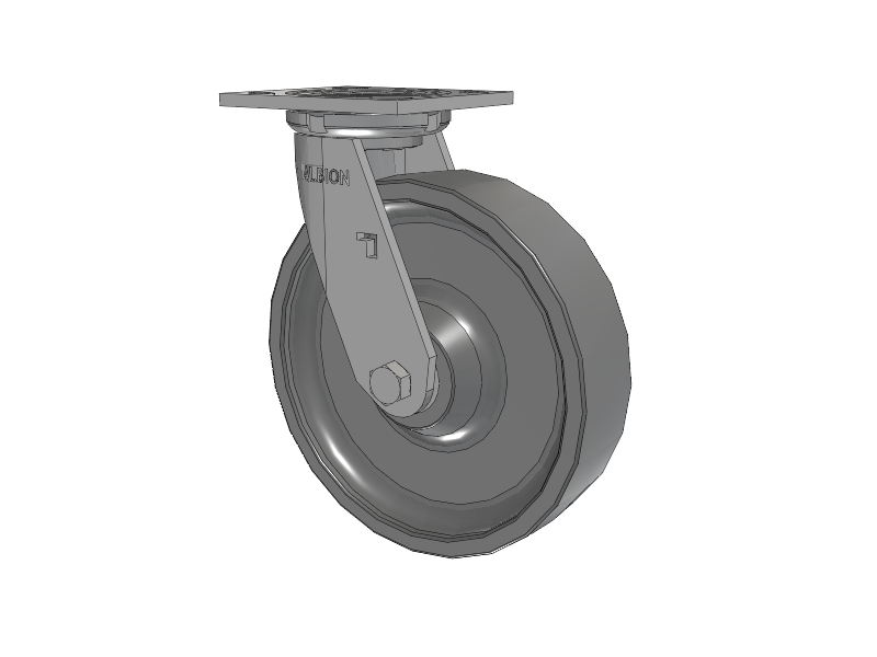 16 Series Top Plate Swivel Caster with 8 x 2 Grey Polyurethane XP - X-treme Plus Solid Polyurethane Wheel