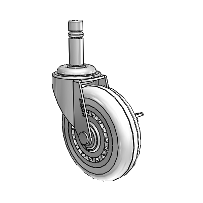 Regent Grip Ring Polished Nickel Swivel Caster with 3 x .8125 Clear Vipor Wheel and Side Brake