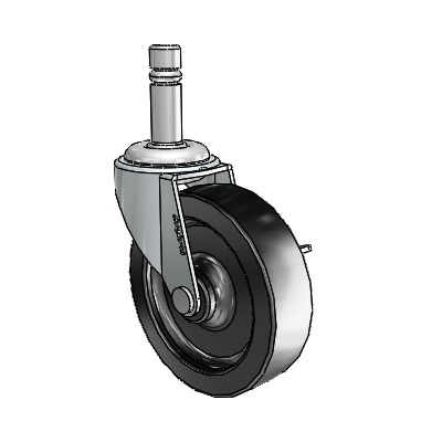 Regent Grip Ring Zinc Swivel Caster with 3 x .8125 Black Polyolefin Wheel and Side Brake
