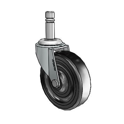 Regent Grip Ring Zinc Swivel Caster with 3 x .8125 Black Hard Rubber Wheel