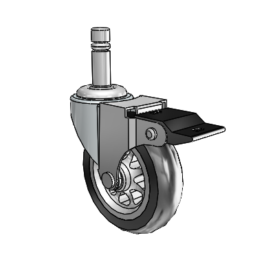 Regent Grip Ring Zinc Swivel Caster with 3 x .8125 Black No-Matic Rubber Wheel and Top Lock Brake