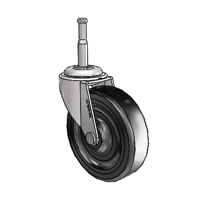 Regent Grip Neck Bright Chrome Swivel Caster with 3 x .8125 Black Hard Rubber Wheel