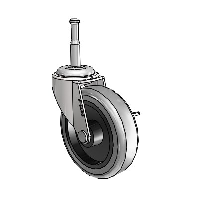 Regent Grip Neck Bright Chrome Swivel Caster with 3 x .8125 Grey Thermoplastic Rubber Wheel and Side Brake