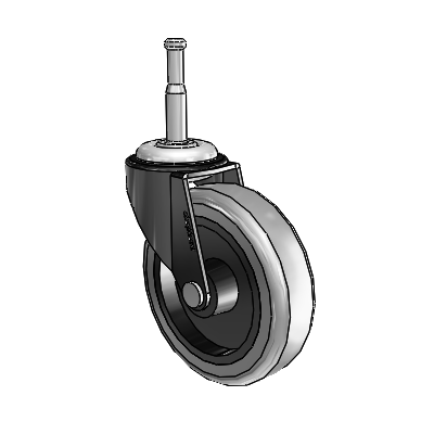 Regent Grip Neck Black Oxide Swivel Caster with 3 x .8125 Grey Thermoplastic Rubber Wheel