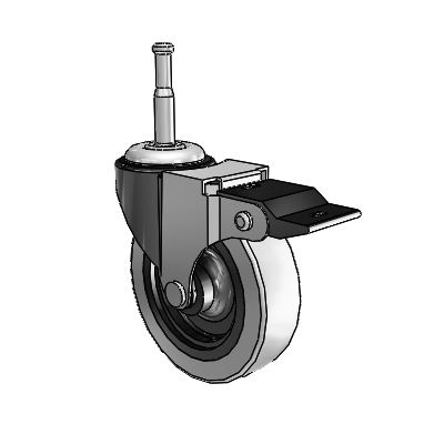 Regent Grip Neck Black Oxide Swivel Caster with 3 x .8125 Grey Thermoplastic Urethane Wheel and Top Lock Brake