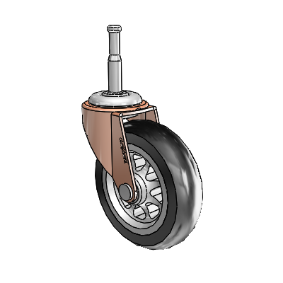 Regent Grip Neck Copper Oxide Swivel Caster with 3 x .8125 Black No-Matic Rubber Wheel