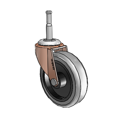 Regent Grip Neck Copper Oxide Swivel Caster with 3 x .8125 Grey Thermoplastic Rubber Wheel