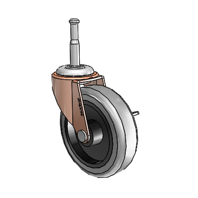 Regent Grip Neck Copper Oxide Swivel Caster with 3 x .8125 Grey Thermoplastic Rubber Wheel and Side Brake