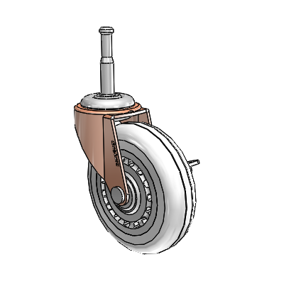 Regent Grip Neck Copper Oxide Swivel Caster with 3 x .8125 Clear Vipor Wheel and Side Brake