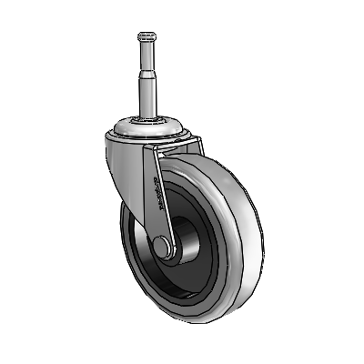 Regent Grip Neck Polished Nickel Swivel Caster with 3 x .8125 Grey Thermoplastic Rubber Wheel