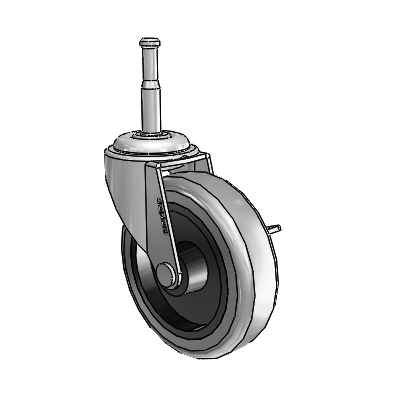 Regent Grip Neck Polished Nickel Swivel Caster with 3 x .8125 Grey Thermoplastic Rubber Wheel and Side Brake