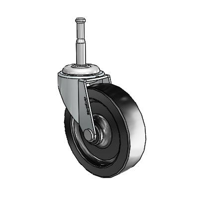 Regent Grip Neck Zinc Swivel Caster with 3 x .8125 Black Polyolefin Wheel