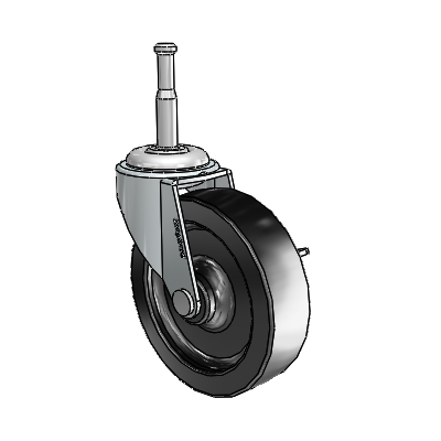 Regent Grip Neck Zinc Swivel Caster with 3 x .8125 Black Polyolefin Wheel and Side Brake