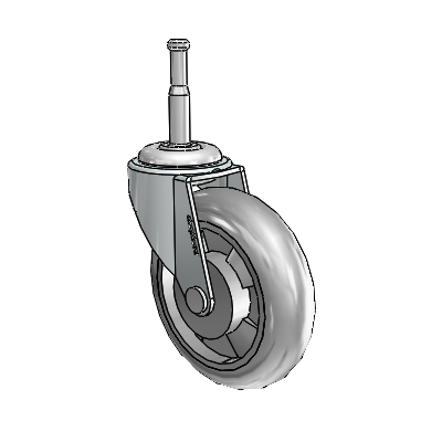 Regent Grip Neck Zinc Swivel Caster with 3 x .8125 Grey MonoTech Wheel