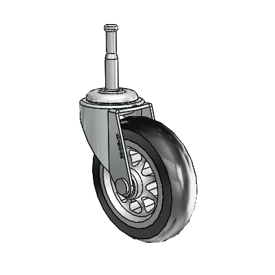 Regent Grip Neck Zinc Swivel Caster with 3 x .8125 Black No-Matic Rubber Wheel