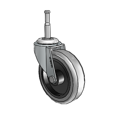 Regent Grip Neck Zinc Swivel Caster with 3 x .8125 Grey Thermoplastic Rubber Wheel