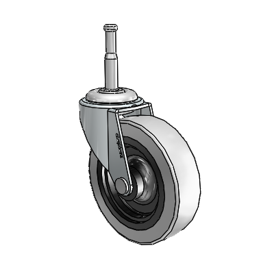 Regent Grip Neck Zinc Swivel Caster with 3 x .8125 Grey Thermoplastic Urethane Wheel