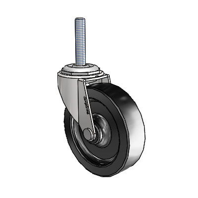 Regent Threaded Stem Bright Chrome Swivel Caster with 3 x .8125 Black Polyolefin Wheel