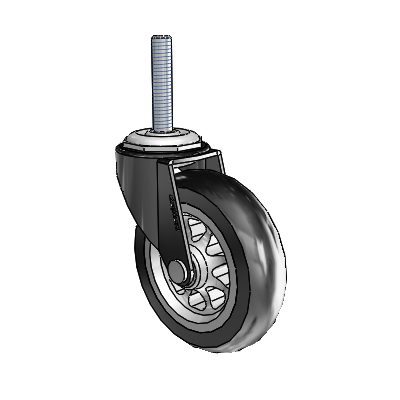 Regent Threaded Stem Black Oxide Swivel Caster with 3 x .8125 No-Matic Rubber Wheel